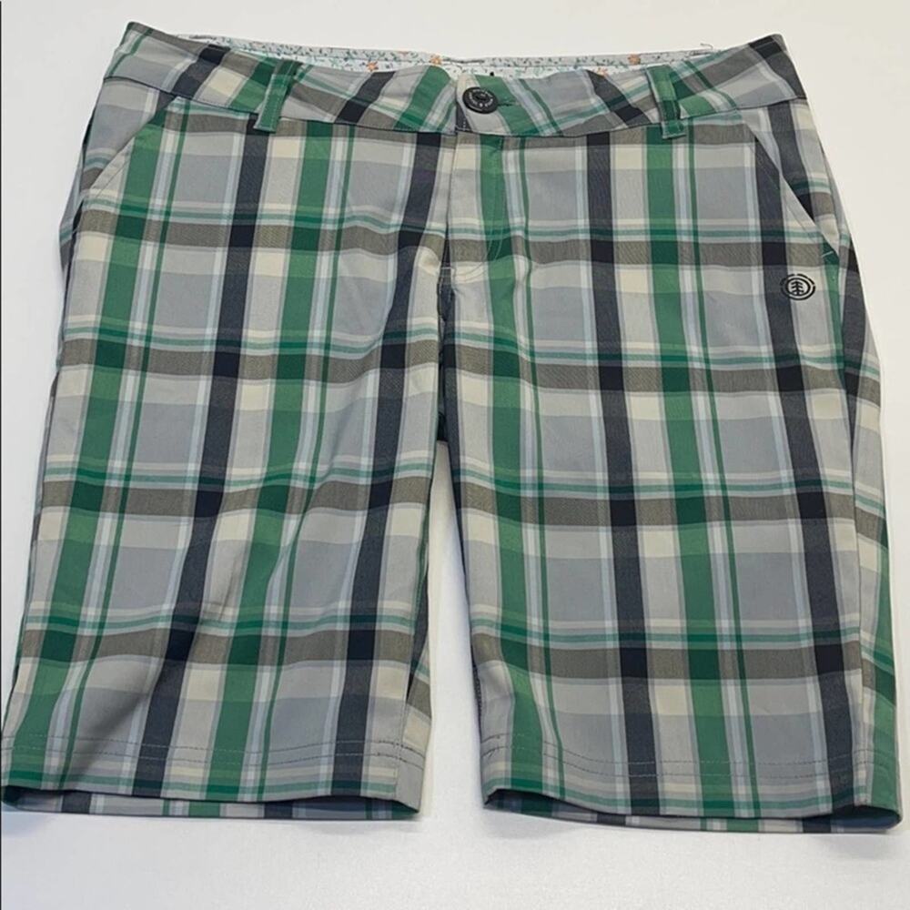 ELEMENT Womens 7 Green Gray Plaid Bermuda Shorts